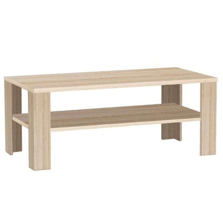 Masuta de cafea, cu spatiu de depozitare, PAL, culoare stejar, living, bucatarie, dormitor, practica, 110x65x48 cm, Bortis