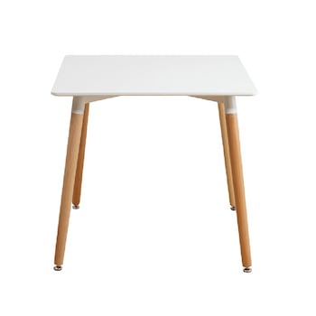 Masa dining, fag, alba, din MDF, lemn, ideala pentru bucatrie, living, design modern, 70x70x74 cm