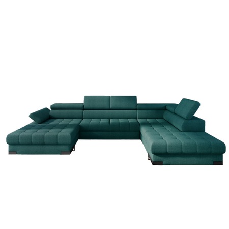 Coltar extensibil Luiza, Lider Furniture, 339x223x95 cm, sezlong dreapta, catifea verde