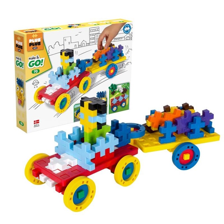 Set constructie, 70 piese, Big Make and Go, Plus Plus