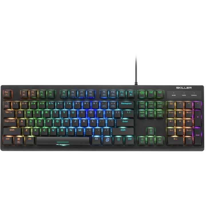 Геймърска клавиатура Sharkoon Skiller SGK30, Red Switch, с кабел, RGB осветление, черна, механична, US оформление