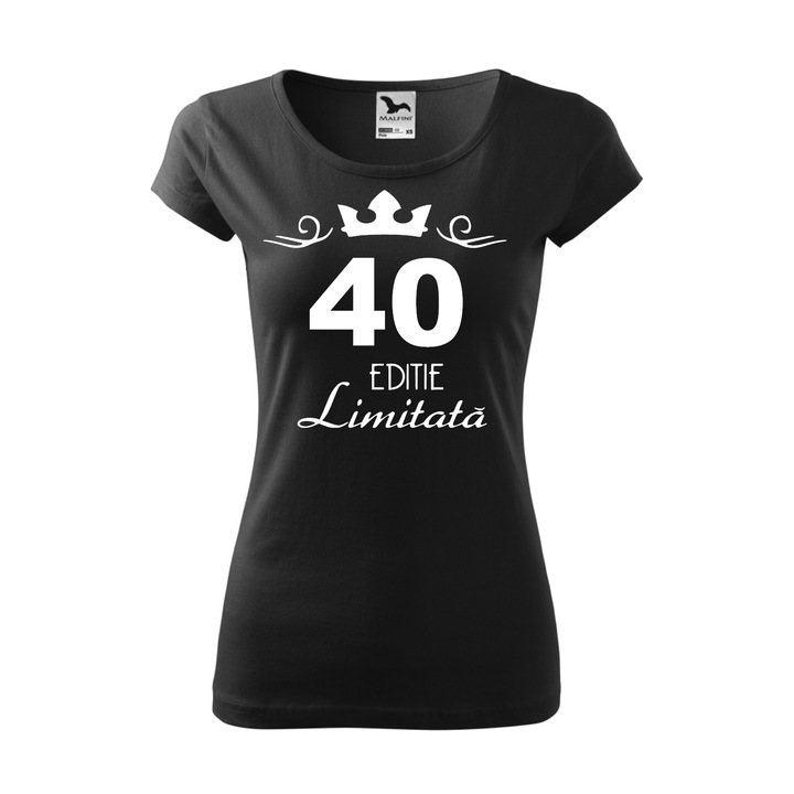 Tricou Dama, Personalizat "40 ani editie limitata", Negru, Marime L