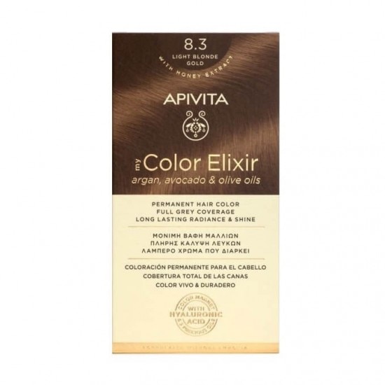 Vopsea de par My Color Elixir blond deschis auriu N8.3, Apivita - eMAG.ro