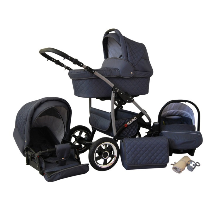 Количка BabyLux, Qbaro, 3в1, Алуминий / Памук, 9/10/15 кг, Графит