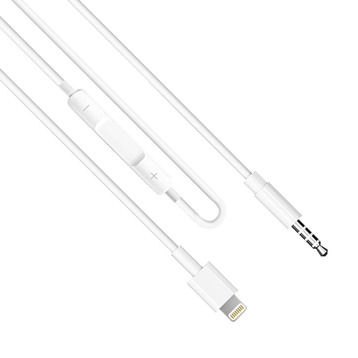 Аудио кабел Earldom ET-AUX42, 3.5mm към Lightning, 1.0м, Бял