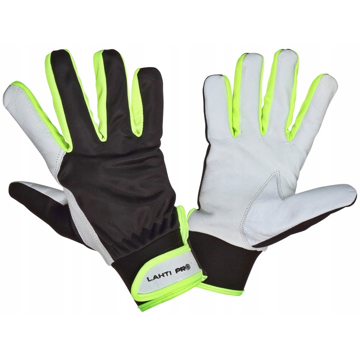 Munkakesztyű, Lahti, Bőr/Pamut, Többszínű, M