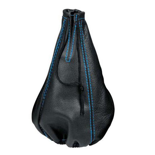 Husa universala schimbator viteze Lampa, piele neagra, cusatura bleu