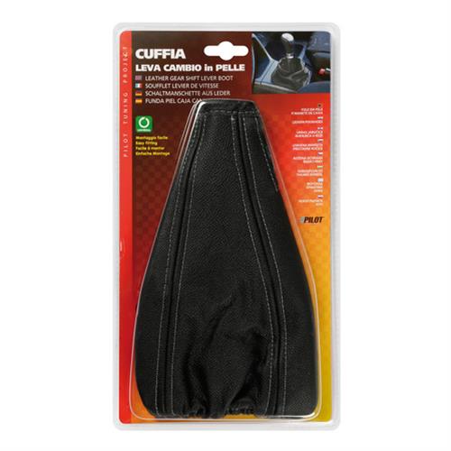 Husa universala schimbator viteze Lampa, piele neagra, cusatura gri