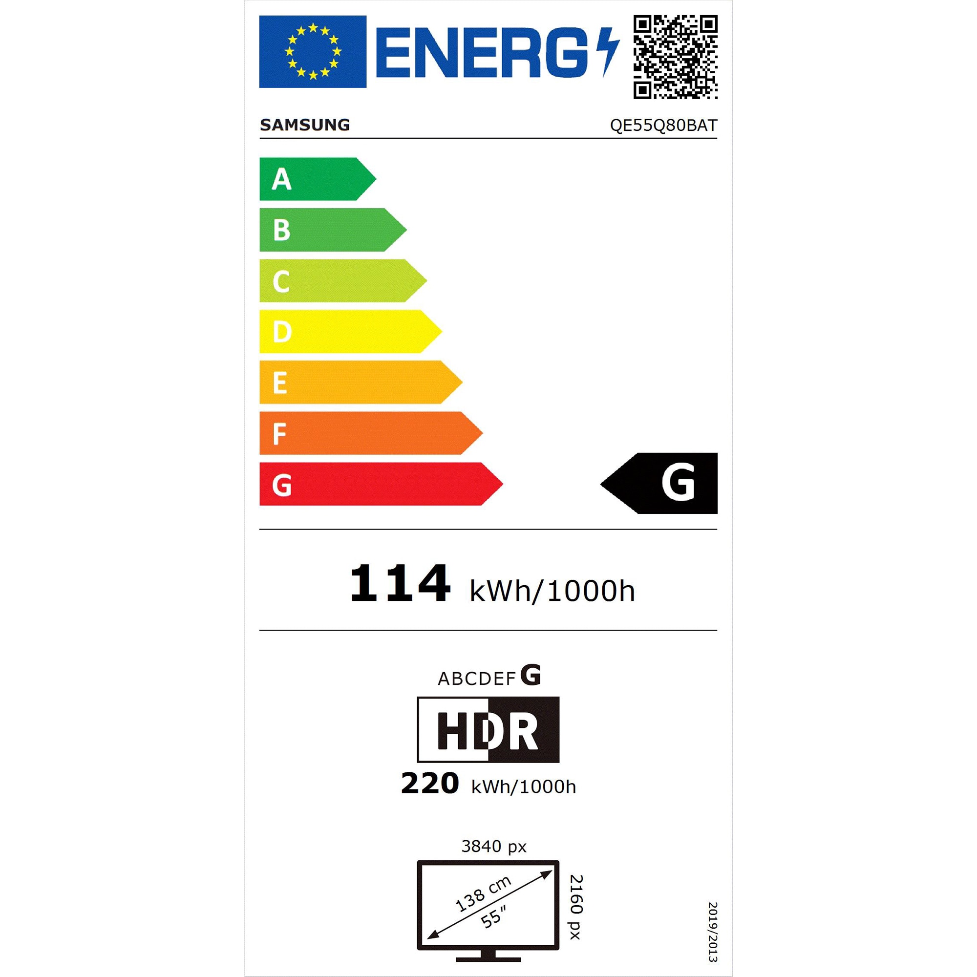Televizor Samsung QLED 55Q80B, 138 cm, Smart, 4K Ultra HD, 100Hz, Clasa G