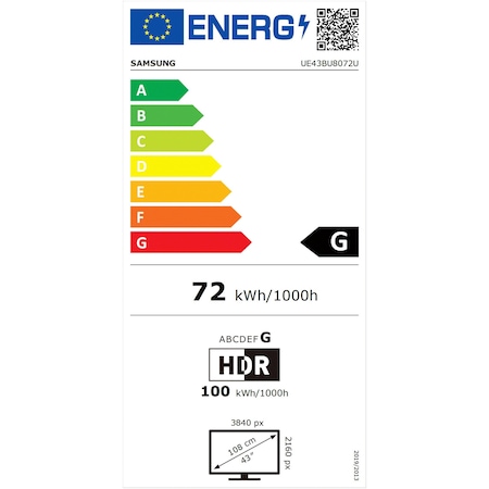 Televizor Samsung LED 43BU8072, 108 cm, Smart, 4K Ultra HD, Clasa G