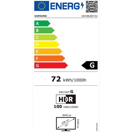 Televizor Samsung LED 43BU8572, 108 cm, Smart, 4K Ultra HD, Clasa G