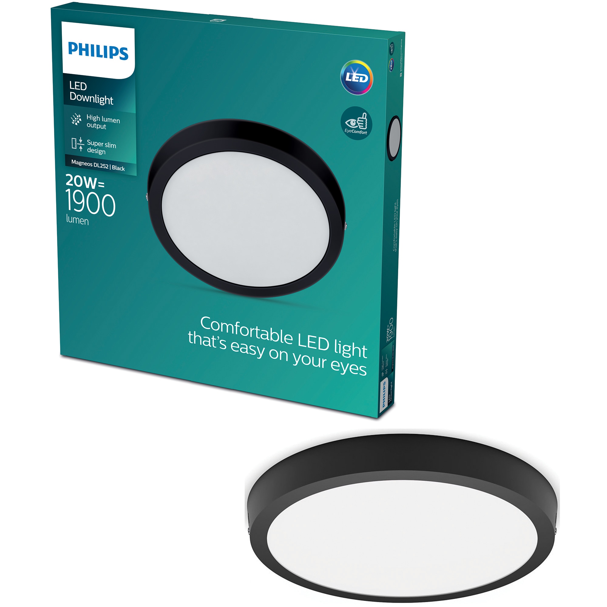 Spot Philips Magneos DL252, 20W, 1900 lm, lumina calda (2700K), 28.6cm, Negru, clasa energetica F