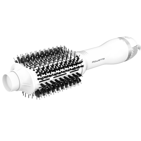 Perie cu aer cald Rowenta Volumizer CF6130F0, tehnologie 3D volume booster, perie ovala XL, 3 setari viteza/temperatura, alb/argintiu