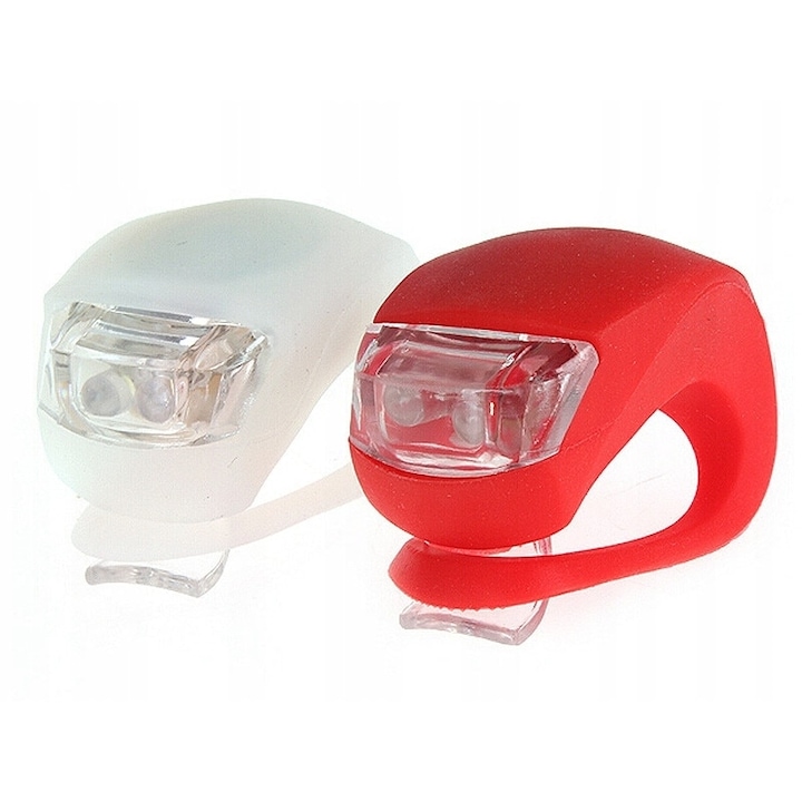2 db kerékpár lámpa készlet, LED, szilikon, fehér/piros