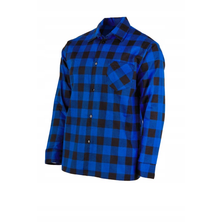 Риза с геометричен модел Stalco, памук, синьо/черно, XL