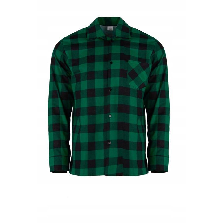 Риза с геометричен модел Stalco, памук, черно/зелено, 2XL