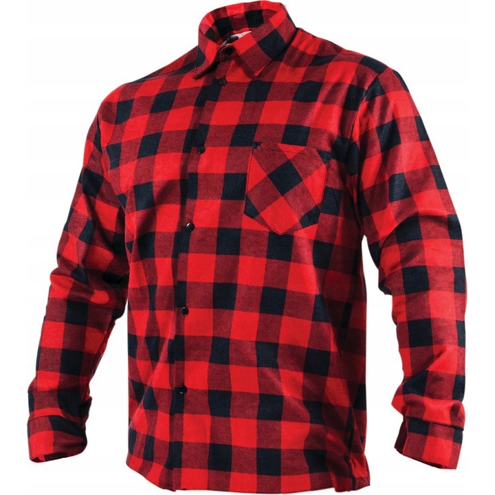 Риза с геометричен модел Stalco, памук, черно/червено, L