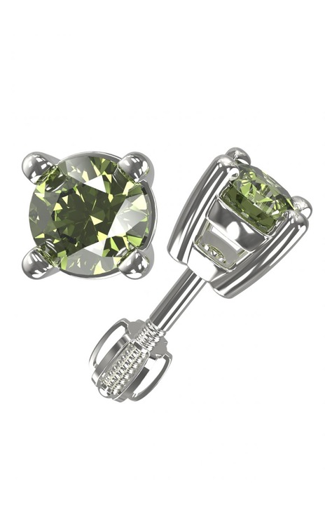 Cercei dama, A-B, Argint/Pietre pretioase, Argintiu/Verde