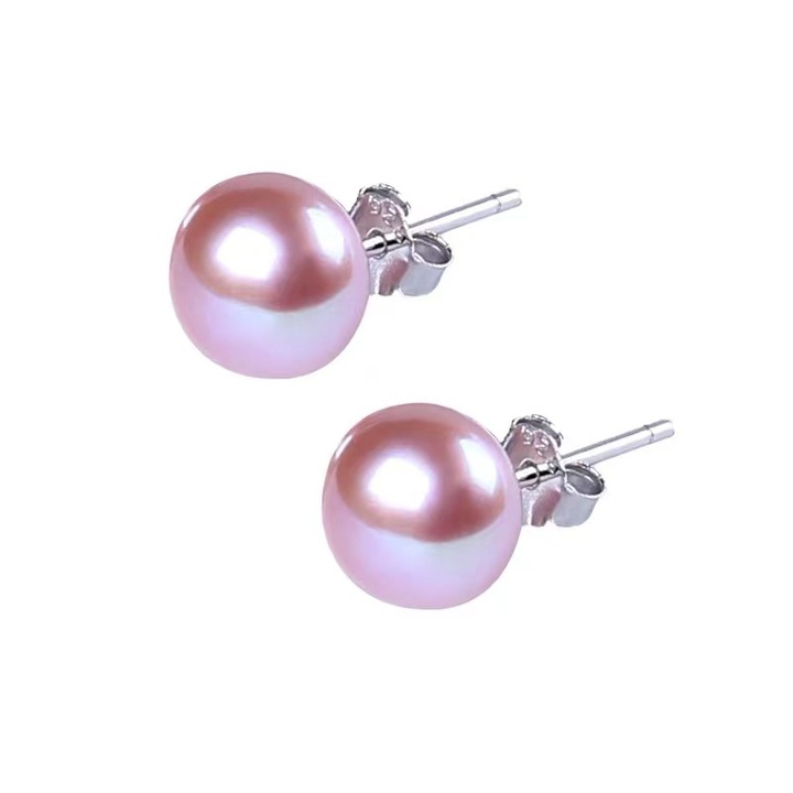 Diva4u fülbevaló, természetes gyöngyök, ezüst 925, 7 mm, lila