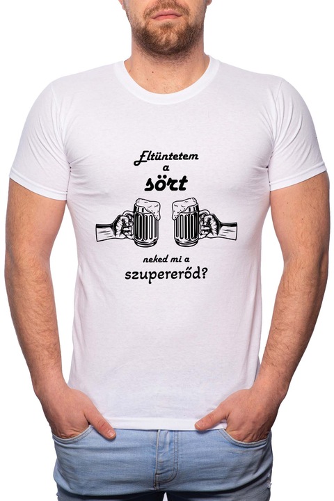 Szupererő, Normál fazonú feliratos férfi poló, 100% Pamut, G406, Fehér