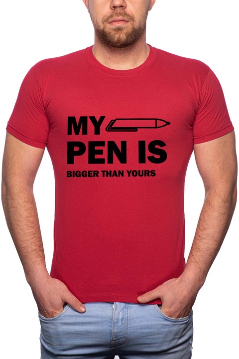 Bigger than yours, Normál fazonú feliratos férfi poló, 100% Pamut, GR407, Piros