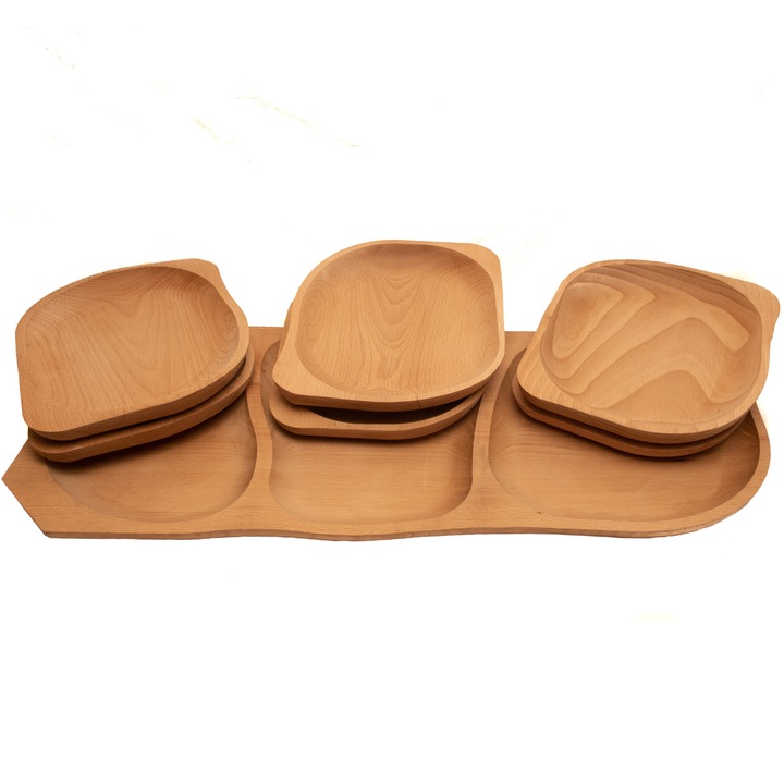 7 részes fa tálcakészlet, 643 x 276 mm / 234 x 196 mm