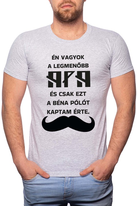 Legmenőbb apa, Normál fazonú feliratos férfi poló, 100% Pamut, R411, Szürke