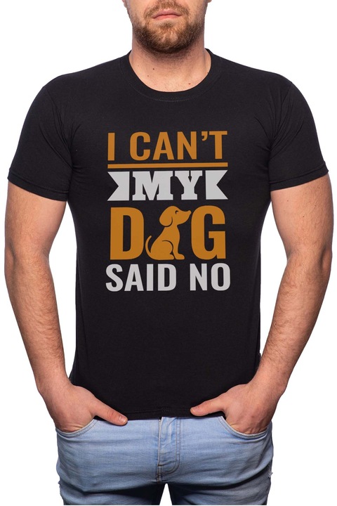 My Dog, Normál fazonú feliratos férfi poló, 100% Pamut, G422, Fekete