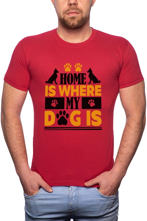 My Dog, Normál fazonú feliratos férfi poló, 100% Pamut, R425, Piros