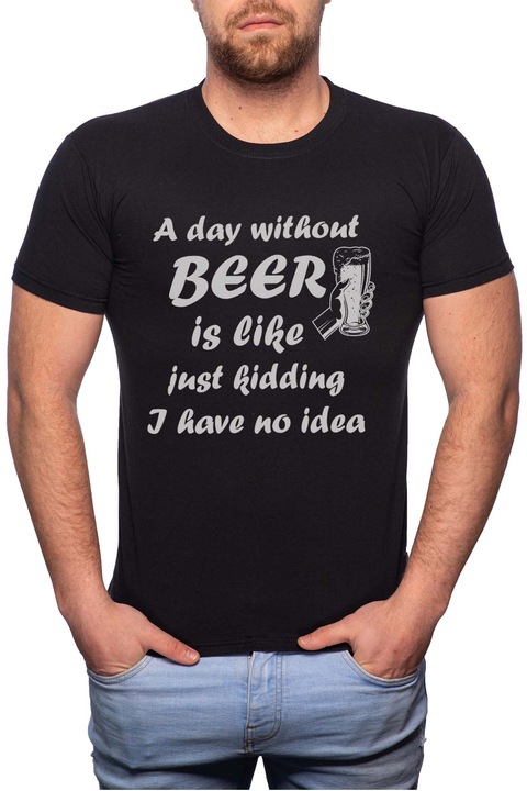 Beer, Normál fazonú feliratos férfi poló, 100% Pamut, G428, Fekete