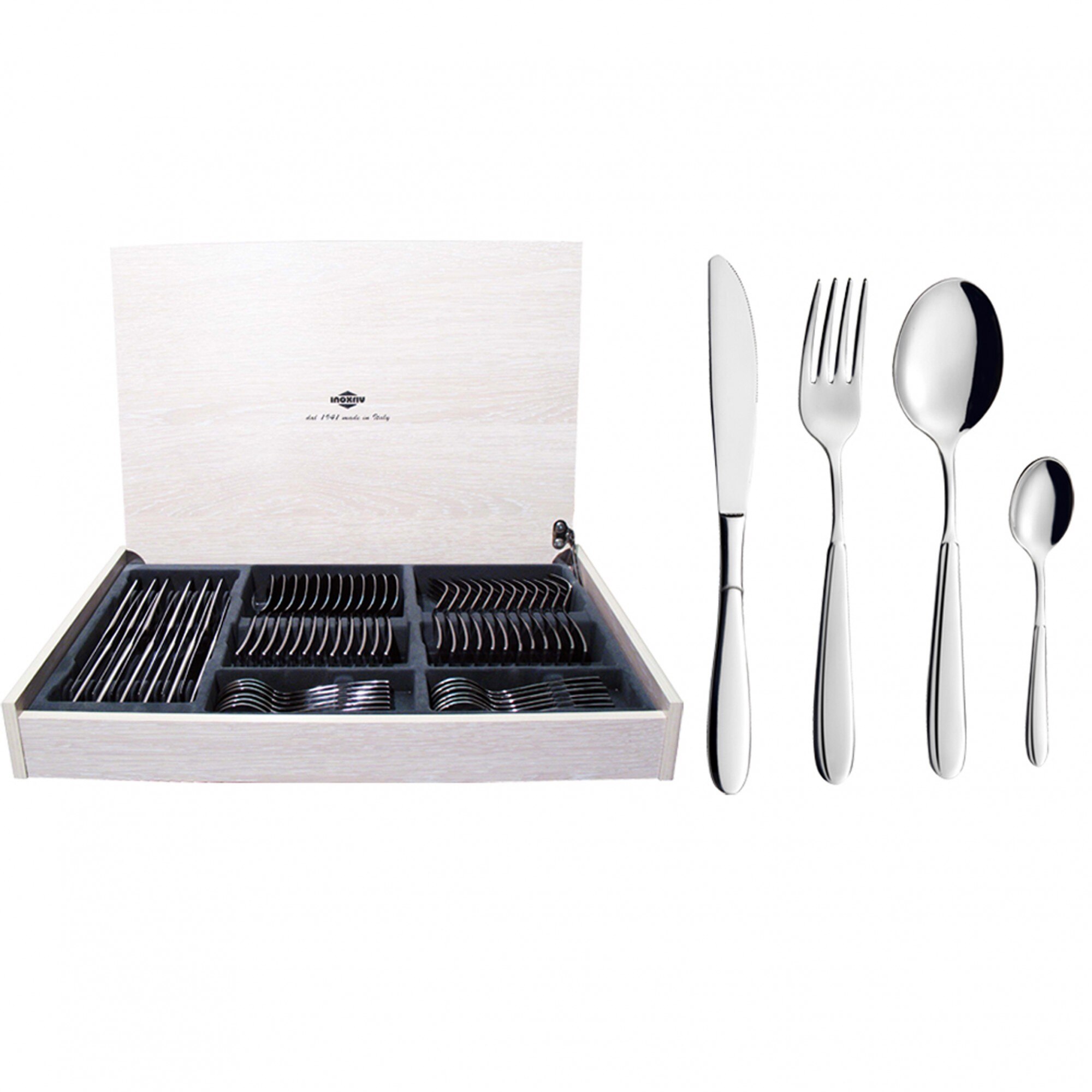 Set tacam Giotto, Inoxriv, 48 piese, cutie lemn