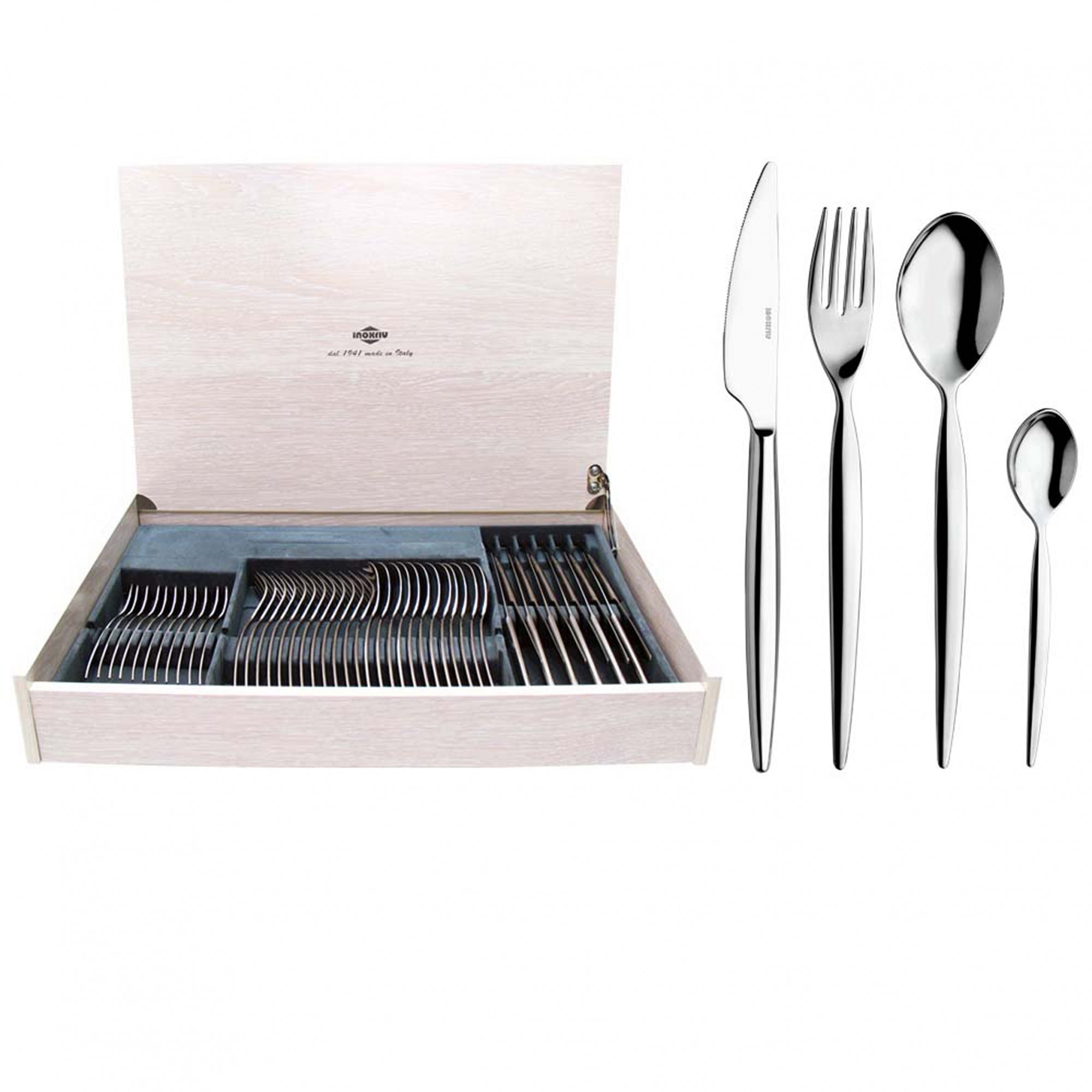Set tacam Sciara, Inoxriv, 48 piese, cutie lemn