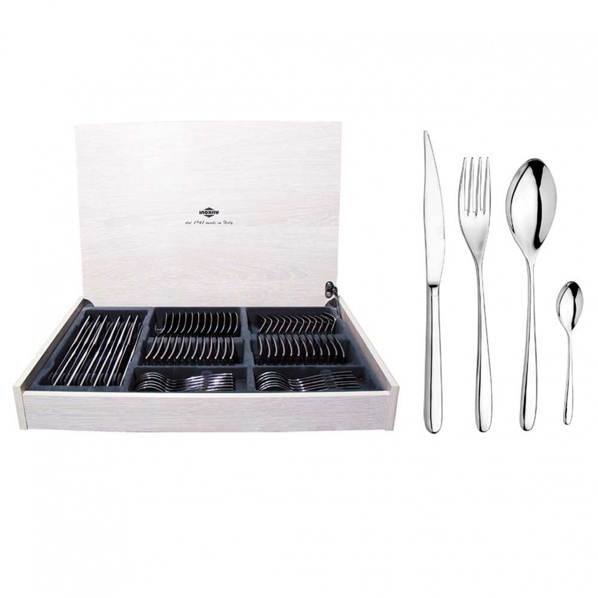 Set tacam Ottocento, Inoxriv, 48 piese, cutie lemn