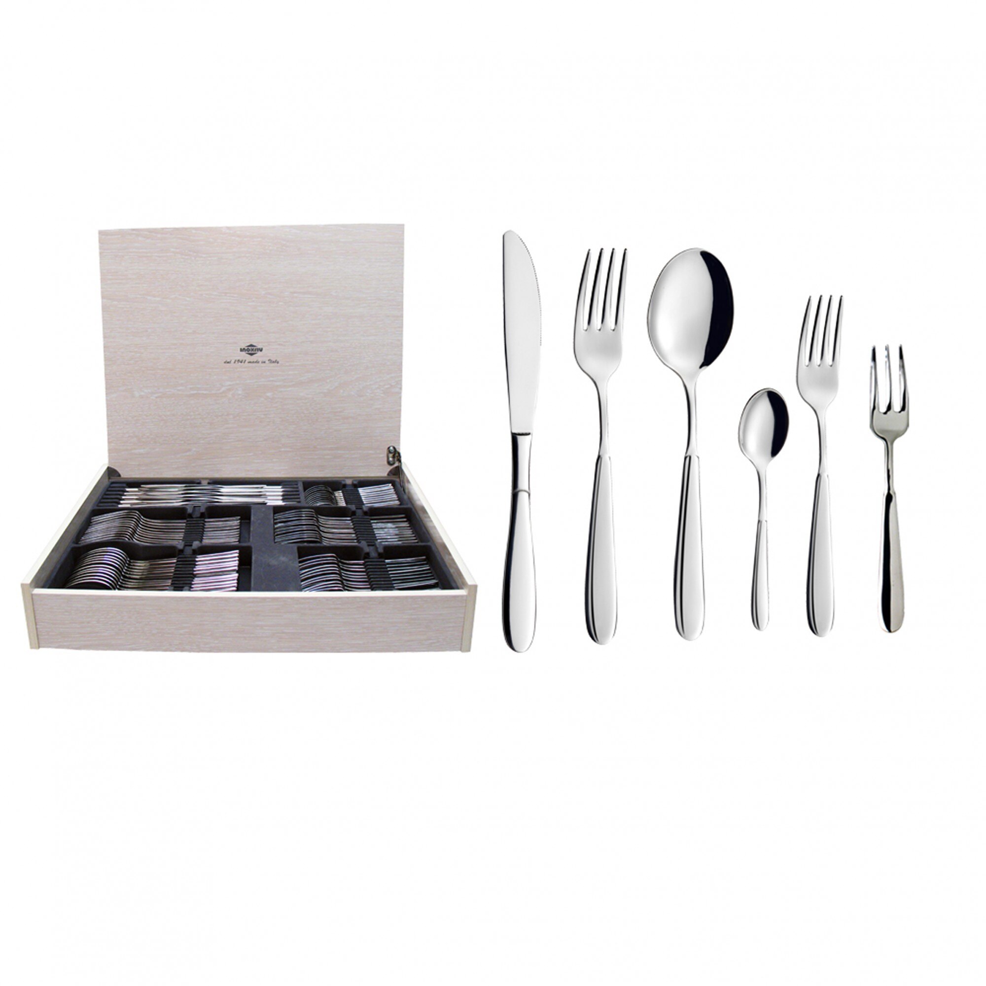 Set tacam Giotto, Inoxriv, 72 piese, cutie lemn