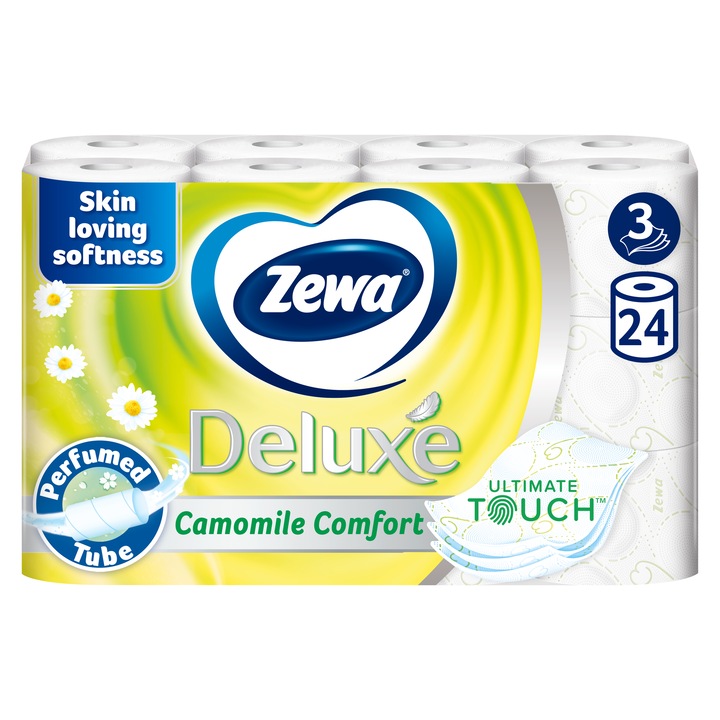 Hartie igienica Zewa Deluxe Camomile, 3 straturi, 24 role