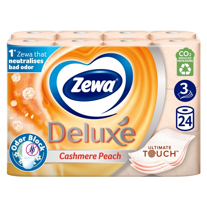 Zewa Deluxe Cashmere Peach toalettpapír, 3 rétegű, 24 tekercs