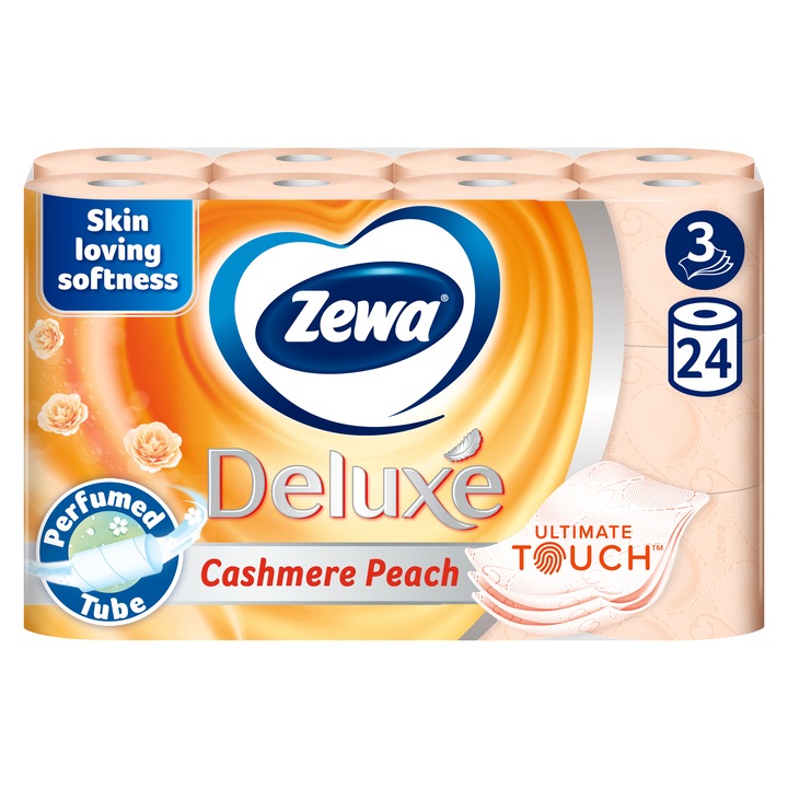 Hartie igienica Zewa Deluxe Cashmere Peach, 3 straturi, 24 role