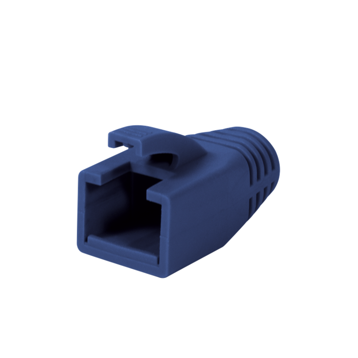 RJ-45 Logilink MP0035B комплект предпазни втулки, за UTP, FTP, SFTP, Cat6, RJ-45 мъжки кабел, пластмаса, 50 броя, Син