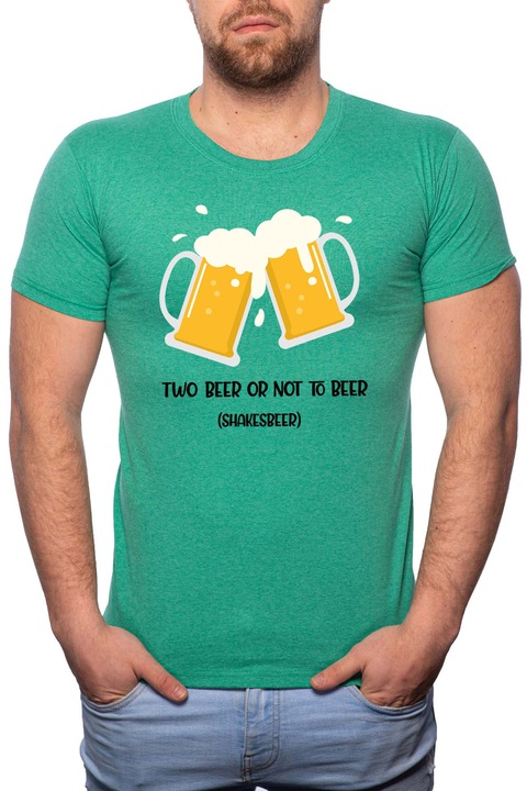 Beer, Normál fazonú feliratos férfi poló, 100% Pamut, R447, Zöld