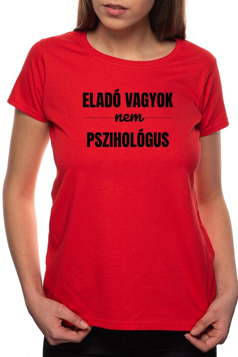 Eladó, Kerek nyakú női póló, 100% Pamut, P404, Piros