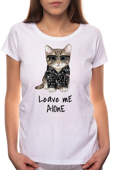 Leave Me Alone, Kerek nyakú női póló, 100% Pamut, BR414, Fehér