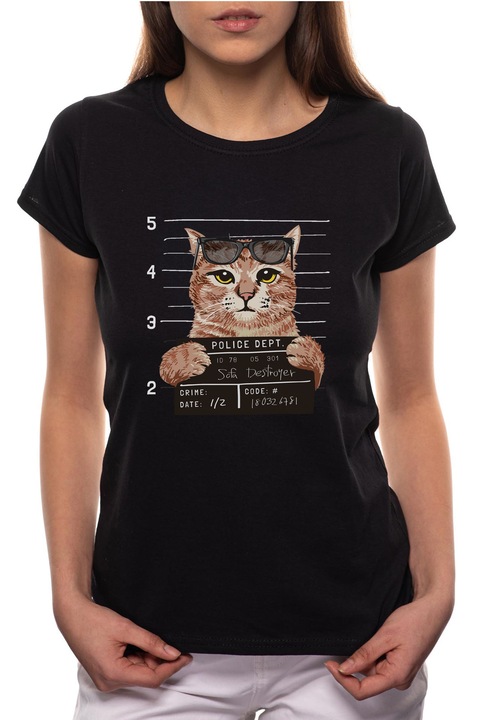 Arrested, Kerek nyakú női póló, 100% Pamut, BR415, Fekete