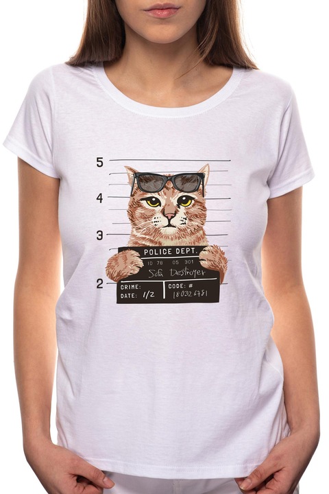 Arrested, Kerek nyakú női póló, 100% Pamut, BR415, Fehér