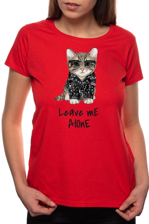 Leave Me Alone, Kerek nyakú női póló, 100% Pamut, BR414, Piros