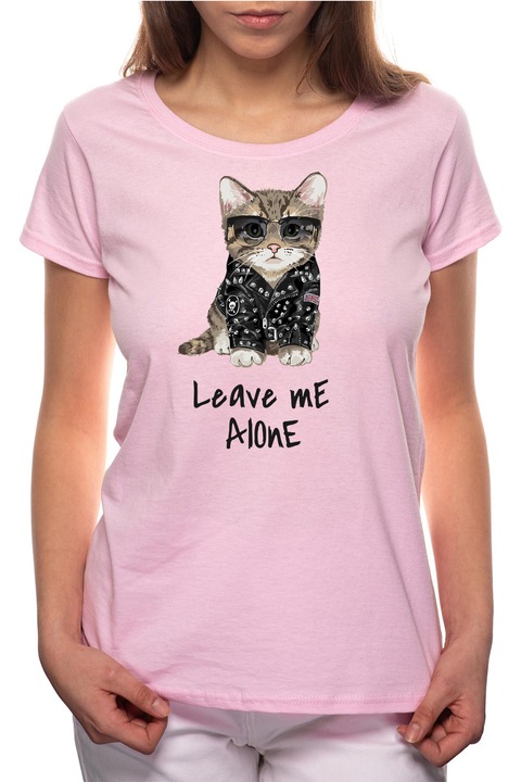 Leave Me Alone, Kerek nyakú női póló, 100% Pamut, BR414, Rózsaszín