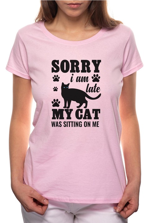 My Cat, Kerek nyakú női póló, 100% Pamut, BR423, Rózsaszín