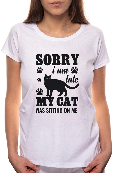 My Cat, Kerek nyakú női póló, 100% Pamut, BR423, Fehér