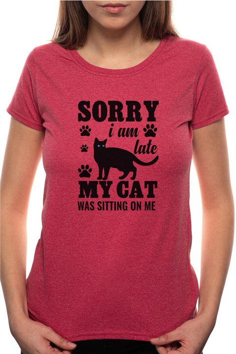 My Cat, Kerek nyakú női póló, 100% Pamut, BR423, Bordó