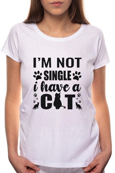 I Have a Cat, Kerek nyakú női póló, 100% Pamut, BR424, Fehér