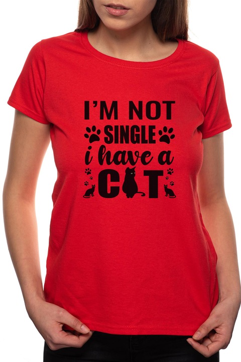 I Have a Cat, Kerek nyakú női póló, 100% Pamut, BR424, Piros